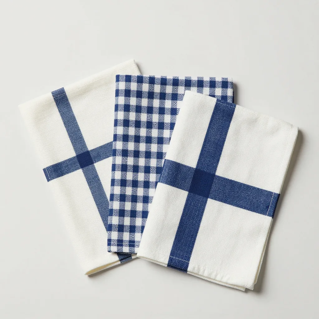 Three Swedish dishcloths in different patterns on a light background
