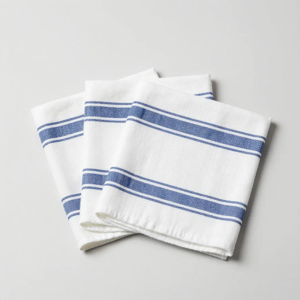 Three stripe Swedish dishcloths on a light background
