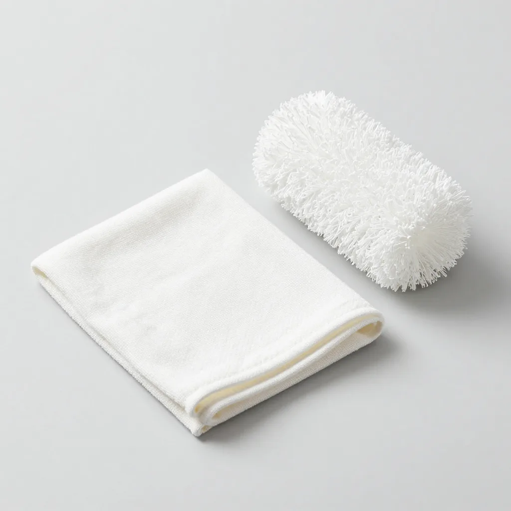 A dishcloth and scrubber set on a light background